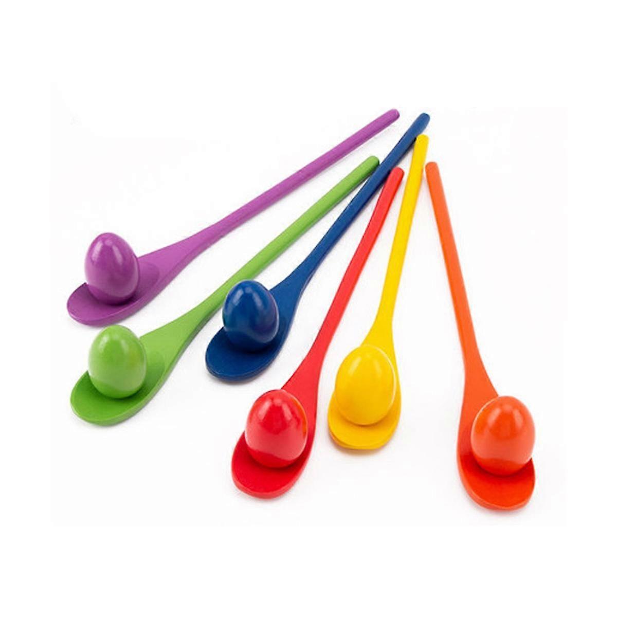 6 Toy Eggs and 6 Toy Spoons Game Children's Sense of Balance Toys Outdoor Team Games Interactive Ga