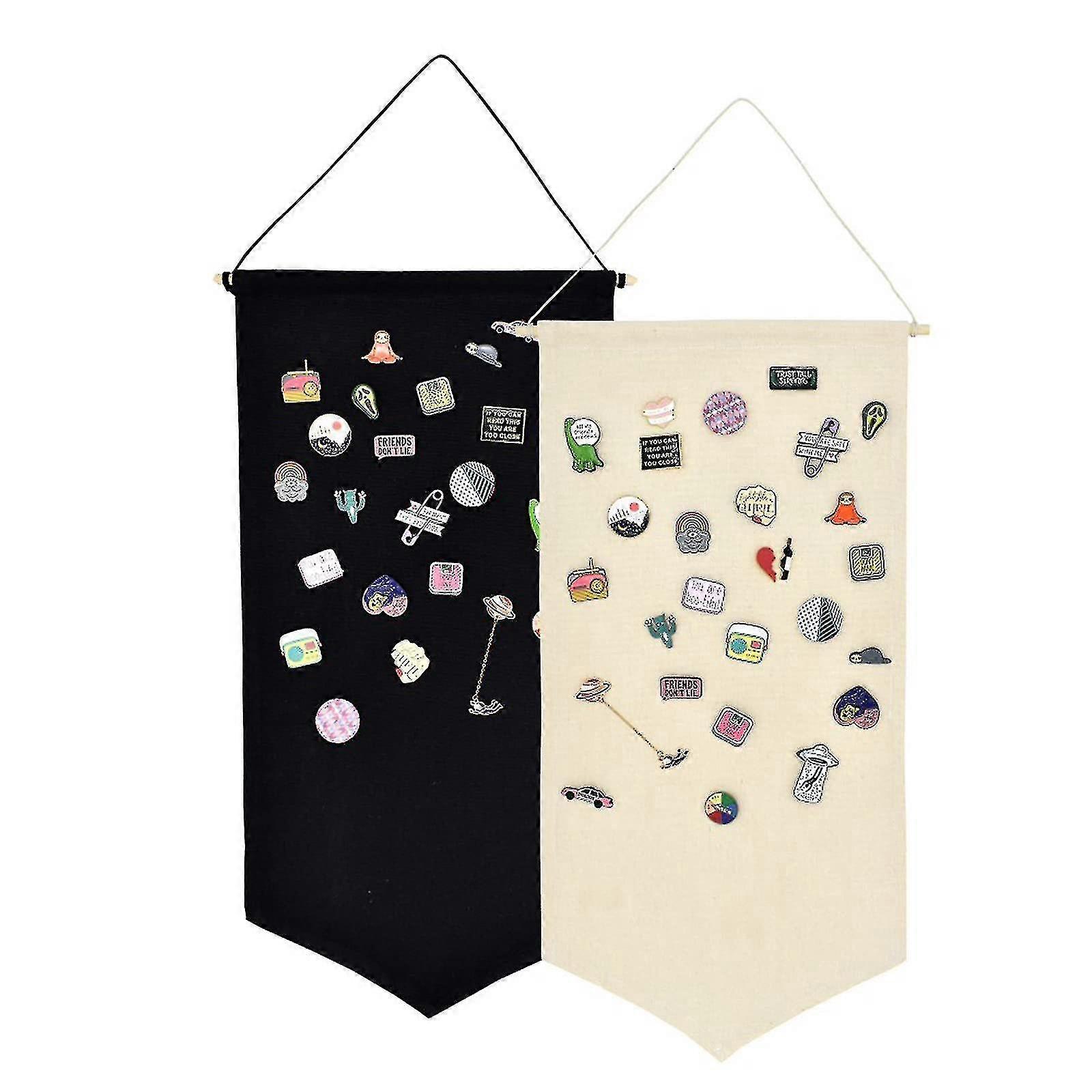 2pcs Pin Badge Display Banners,canvas Hanging Brooch Pin Organizer, Display Pins Storage Case