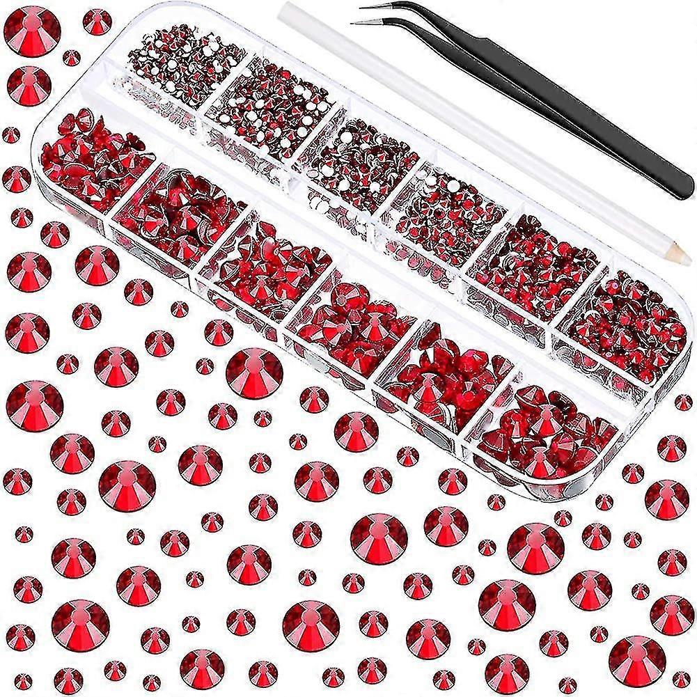 2000 قطعة أحجار الراين المسطحة الظهر المستديرة كريستال أحجار الراين 6 أحجام (1.5-6 مم)