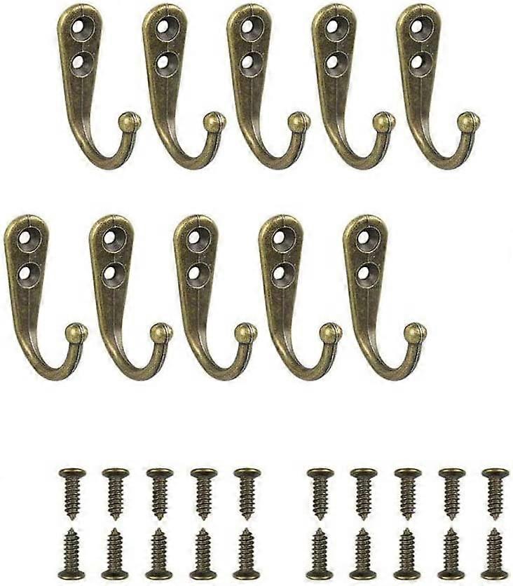 10pcs Single Hooks Bronze Wall Hooks Coat Rack Bronze Tone Fitted with Mounting Screws
