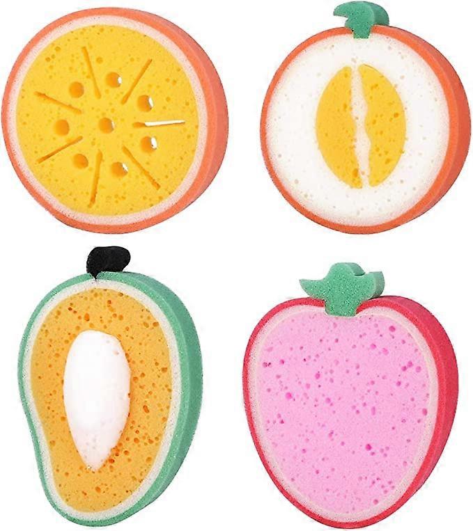 4-piece assorted fruit bath sponge multi-purpose cute fruit pattern sponge color children's bath sponge foam children's bath sponge sponge body home c
