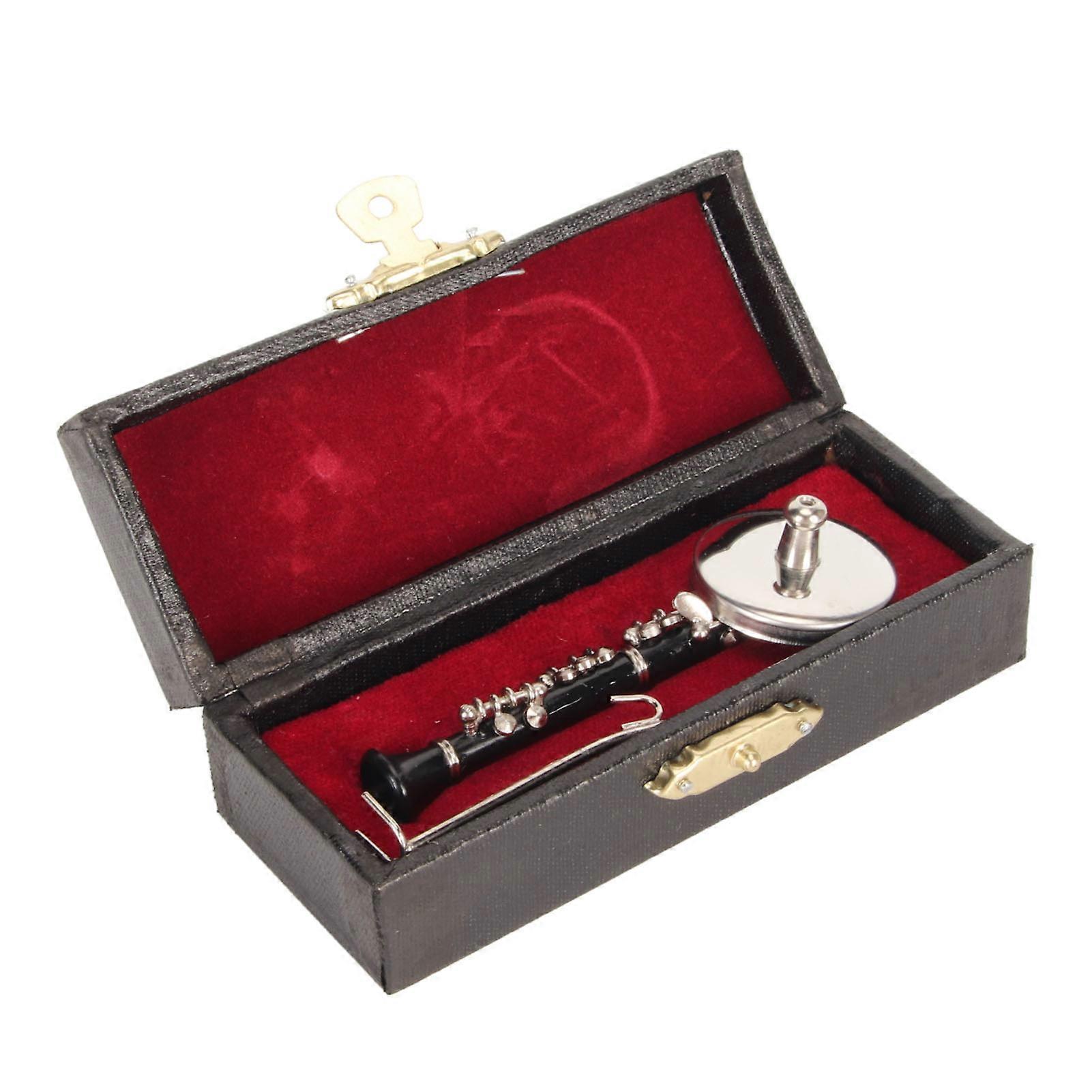 Miniature Clarinet Model with Stand and Case Musical Instruments Clarinet Model Display for Desk Decoration 3.15in