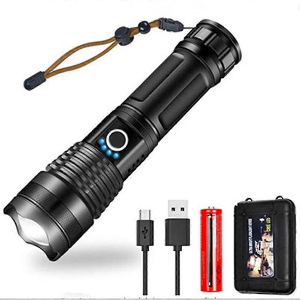 LED Flashlight 10000 Lumens, 5000mAh USB Rechargeable 26650 Battery Included, 5 Light Modes, Zoomable, Long Working Time Tactical Handheald Torch for