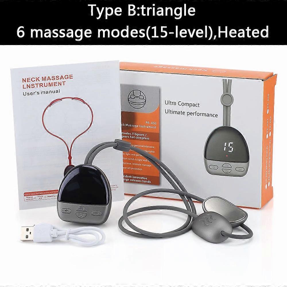 Smart Hanging Neck Massager Heating TENS EMS Pulse Necklace Microcurrent Cervical Shoulder Spine Kneading Low Frequency Relaxi