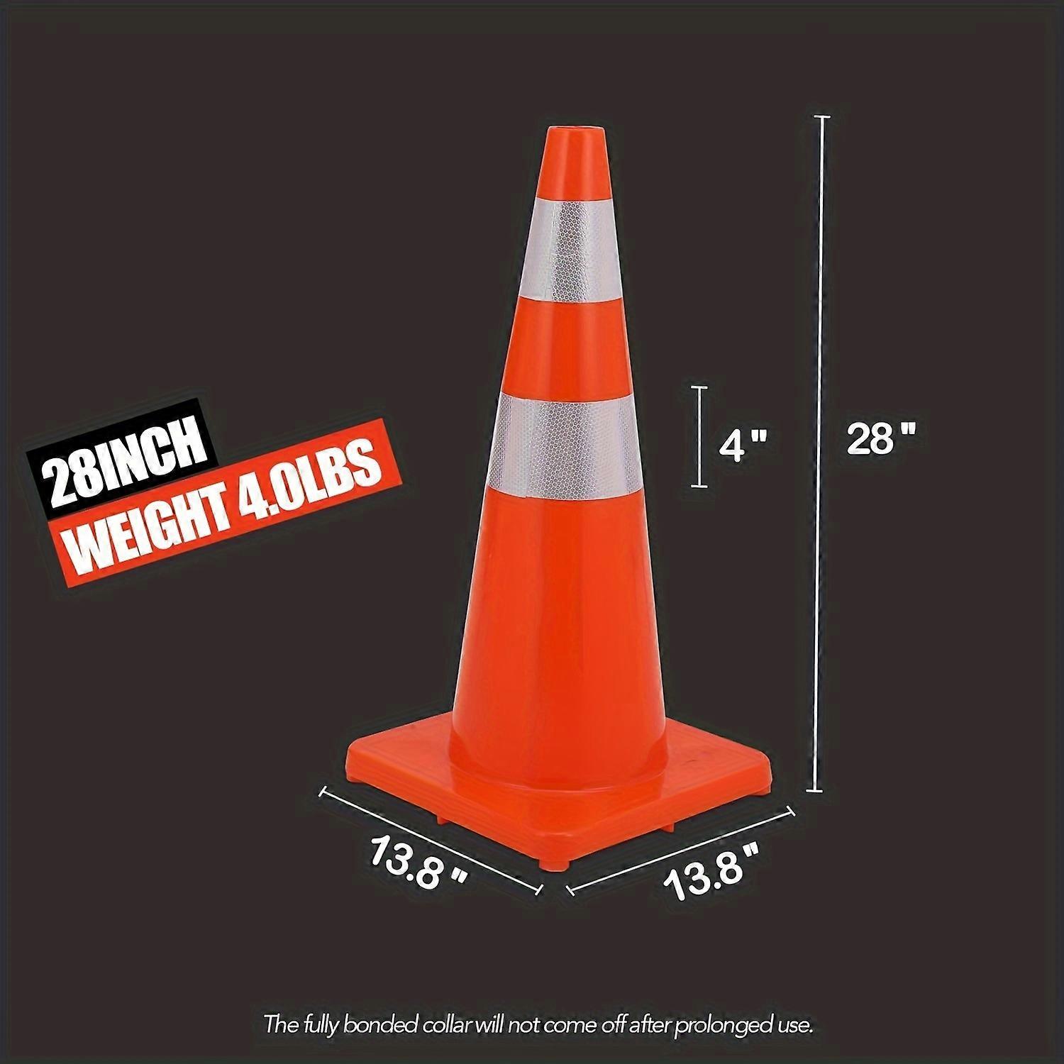 18 in/28 in/36 in Traffic Cones Pack, Safety Cones, PVC Orange Cones with Reflective Collars, Parking Training Construction Plastic Road Cones for Par