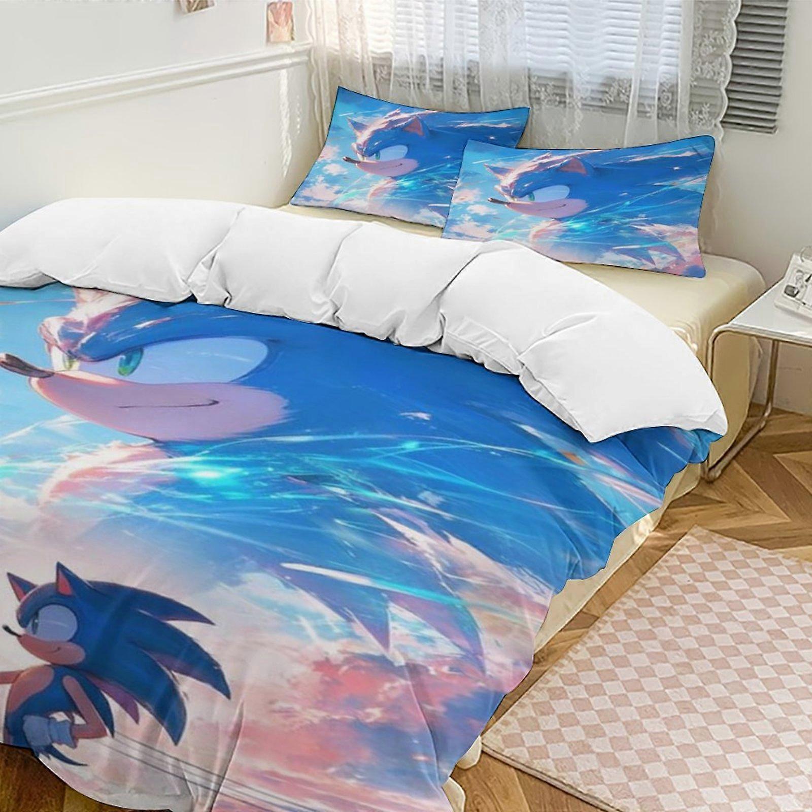 a1907 Draps de lit Sonic Bedding Set Housse de couette Set ing Dessin animé Thème Draps de lit pour chambre d'enfants iip1907