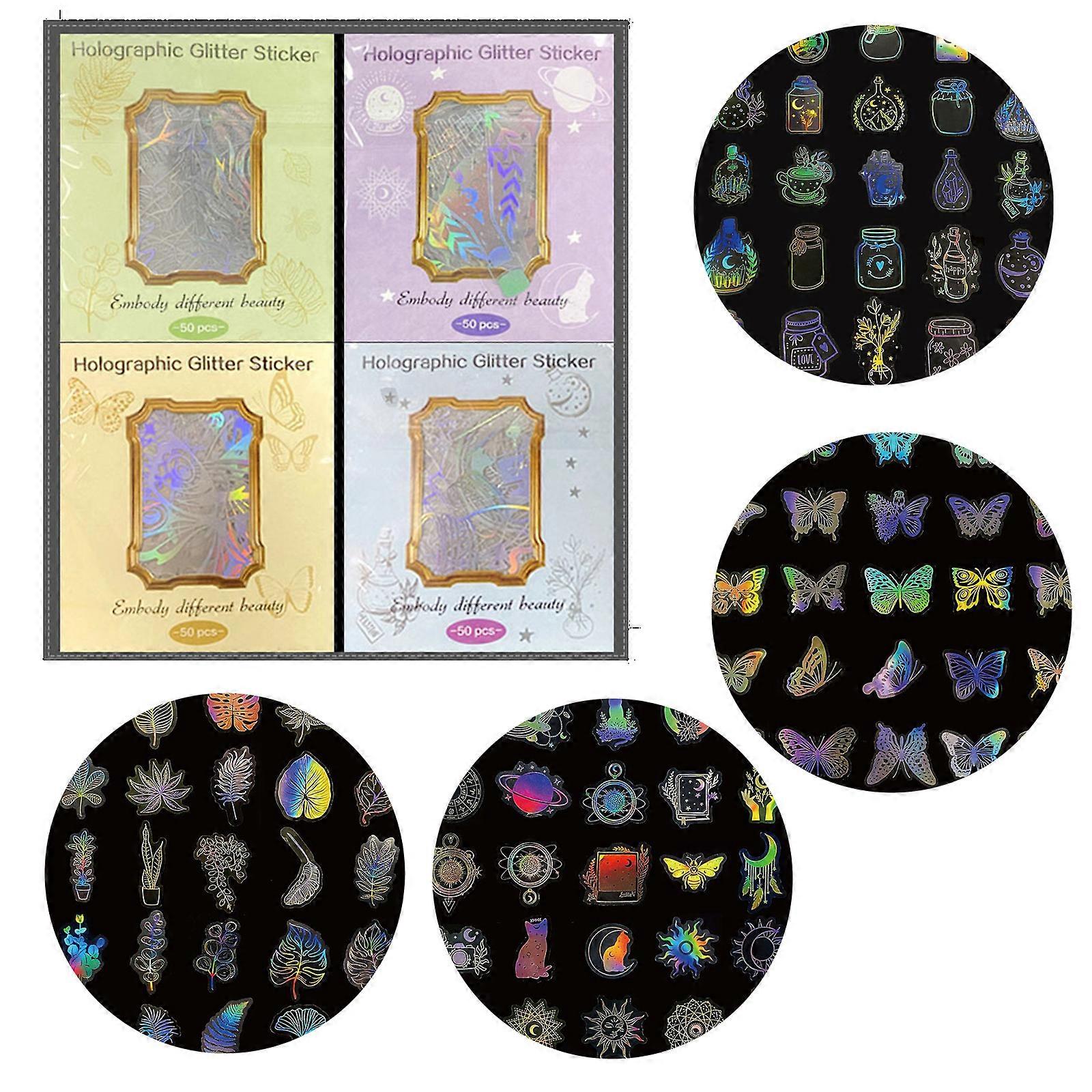 200Pcs Scrapbooking Material Set Aesthetic Glitter Sticker for DIY Scrapbooking