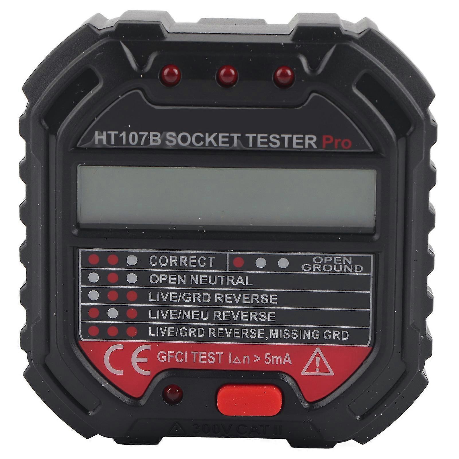 HT107B Socket Tester with LCD Display Frequency Test Electric Circuit Detector US 90-250V