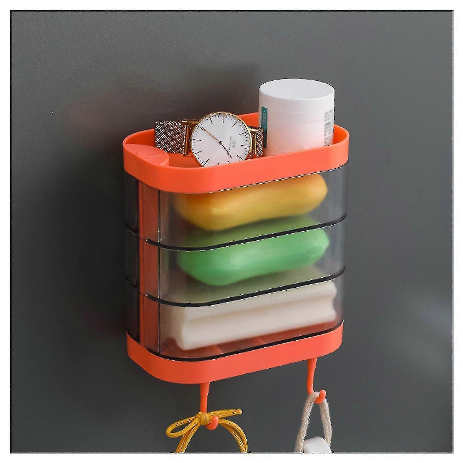 Plastic Bathroom Soap Dish Durable No Punching Holder For Kitchen Bathroom Wall