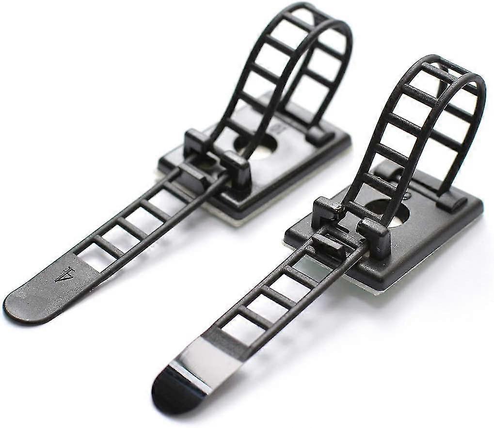 50 Pieces Adhesive Cable Ties Adhesive Cable Ties Adjustable Nylon Cable Ties (black)