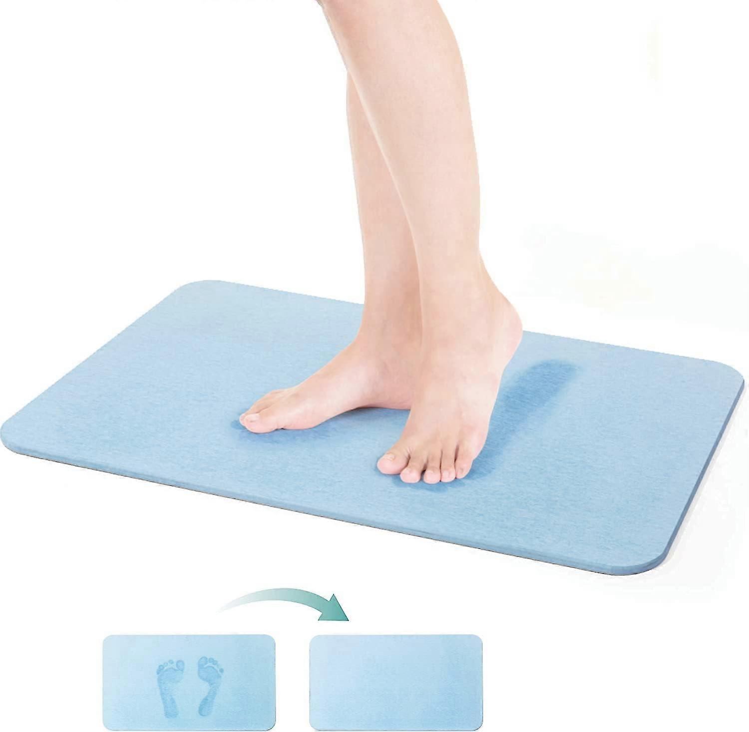 60*39*0.9 Non-slip diatomite bath mat, maximum absorption, natural and healthy, quick-drying shower mat,Blue