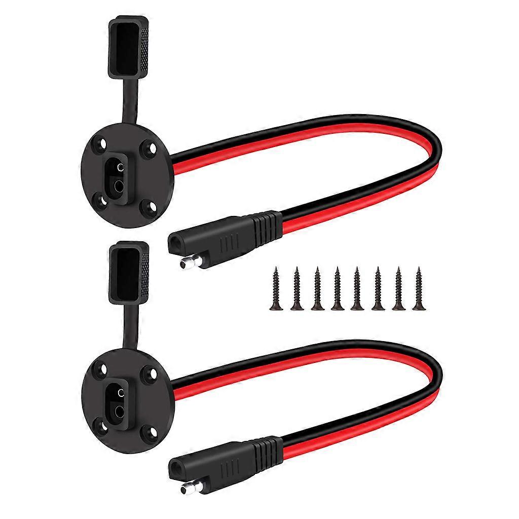 2Pcs SAE Power Socket Sidewall Port Connector Cable Weatherproof 12AWG Quick Connect Solar Panel Mount Plug with 8 Screw
