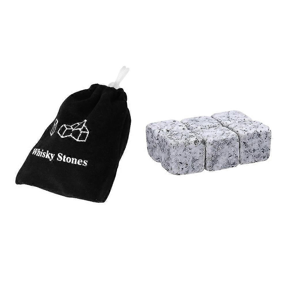 Bag of Ice Stones for Wine, Whisky, and Other Drinks - 6 Pcs Whiskey Rocks Bar Accessories Gift Favor