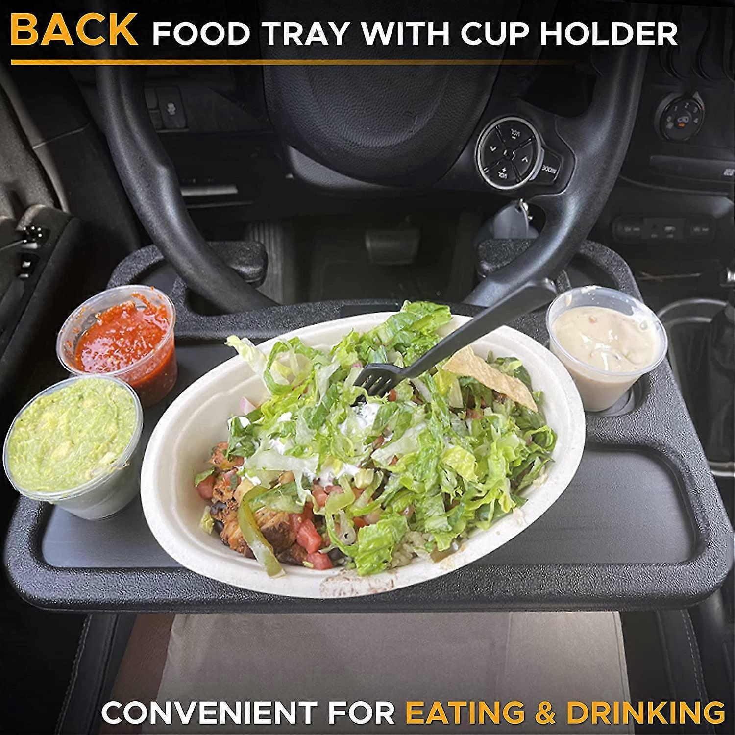 Car Steering Wheel Food Tray Laptop Desk - Mountable Table With Drink Holder