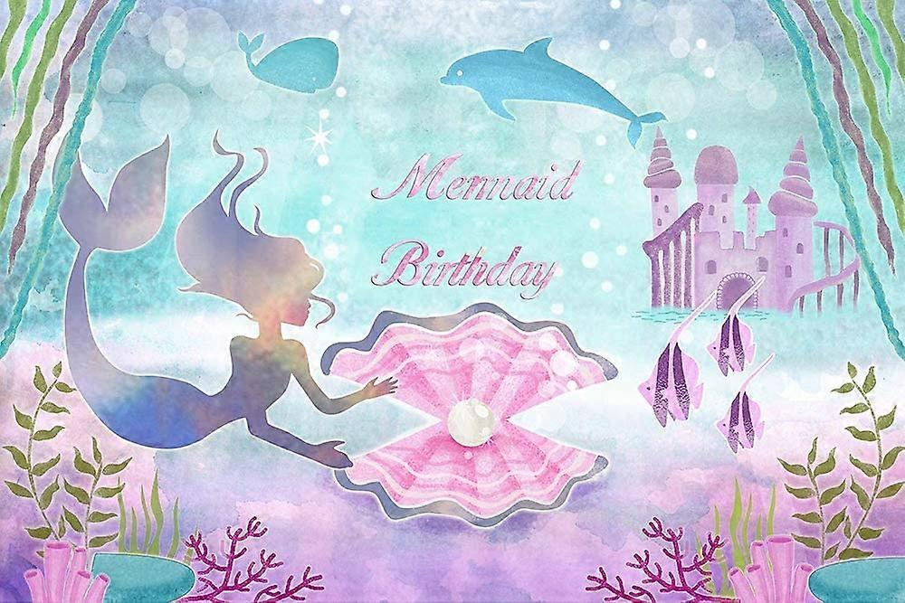 Sfondo a sirena sotto il mare blu viola scaglie sirena di compleanno sfondo per ragazza sirena principessa festa torta decorazione tavola 7x5ft