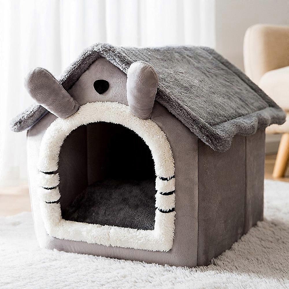 Cat Cave Bed, Warm and Cozy Plush Cat Igloo Washable Dog Bed with Removable Pillow Cushion Improves Sleep, Foldable Cat House