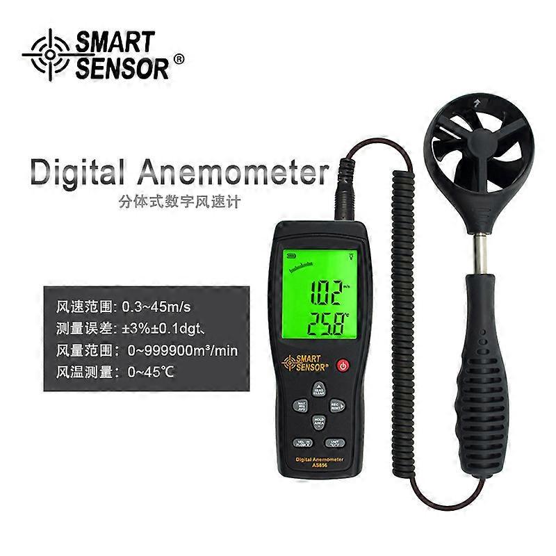 Smartsensor As856 Digital Anemograph Wind Wheel Type Wind Temperature Wind Meter Split Wind Speed Measuring Instrument Can Be Connected To Usb