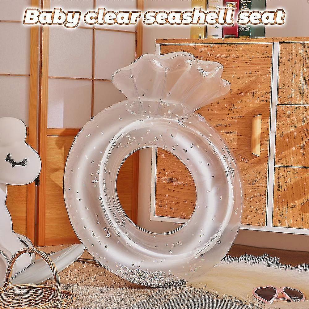 Baby Inflatable Swim Ring Transparent Shell Shape Sitting Pockets Float Ring