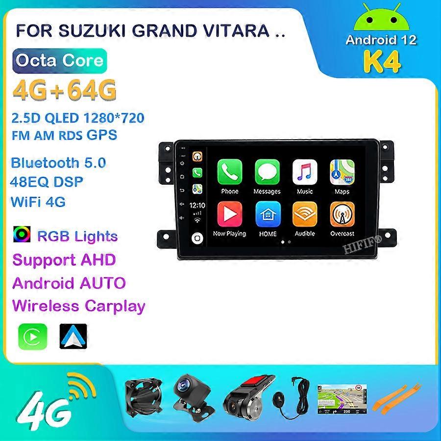 IPS 2.5D Android 12 For SUZUKI GRAND VITARA 2007 - 2013 Car GPS Navigation radio Player Multimedia 4G WIFI No DVD