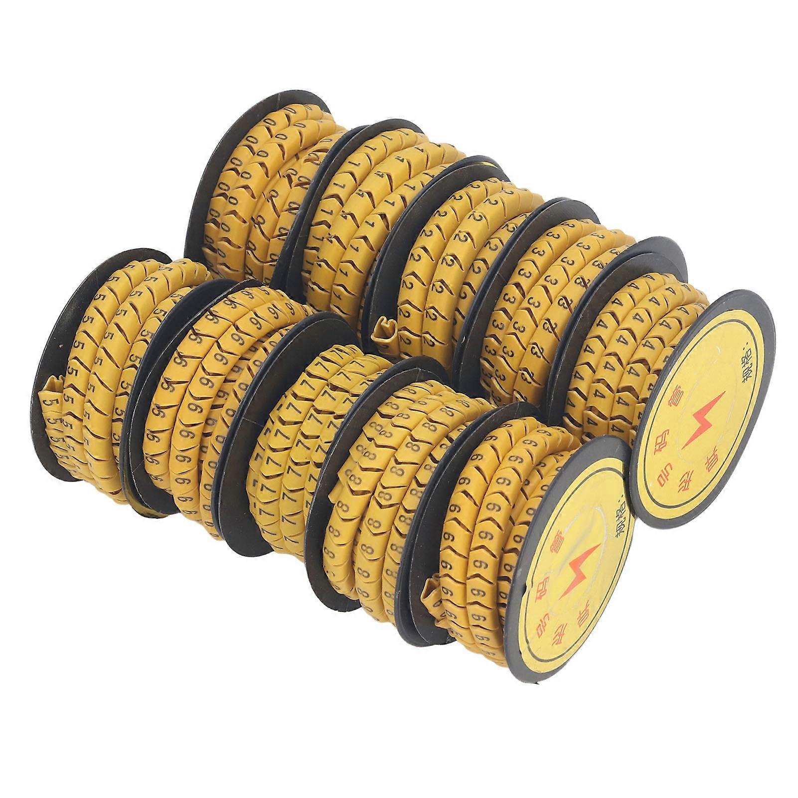10Pcs Cable Identification Wire PVC Oil Proof Clear Markings Non Slip 0 to 9 Number Tube for Electronics Computers 1.5m²