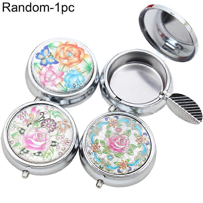 Portable Flower Printed Metal Round Ashtray Cigarette Rest Case with Key Ring JIKAIX