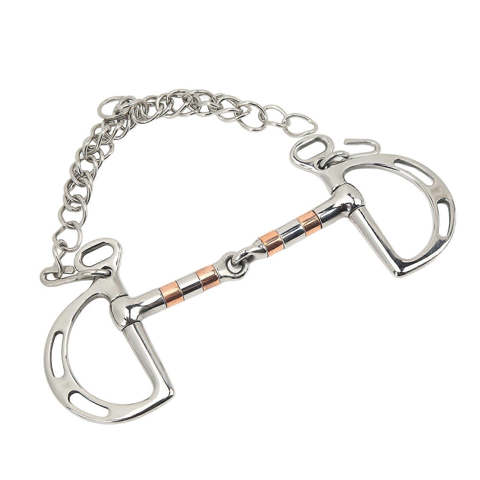 Horse Bit aço inoxidável cobre D anel Snaffle Bit com corrente para 125mm boca de cavalo