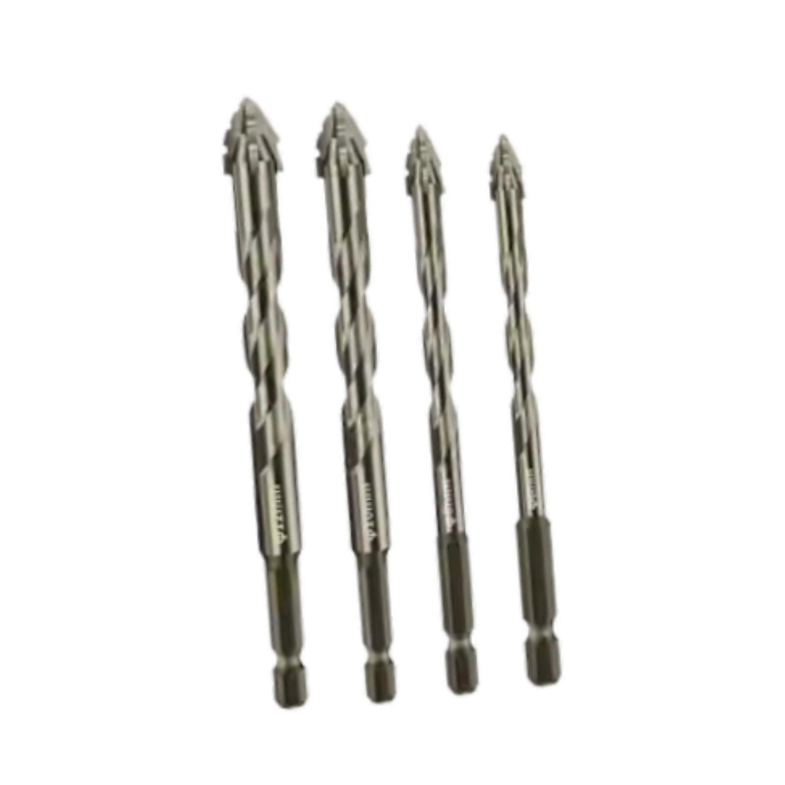 4Pcs Four Flute Sawtooth Eccentric Drill Bits Sturdy for Tile Metal Concrete