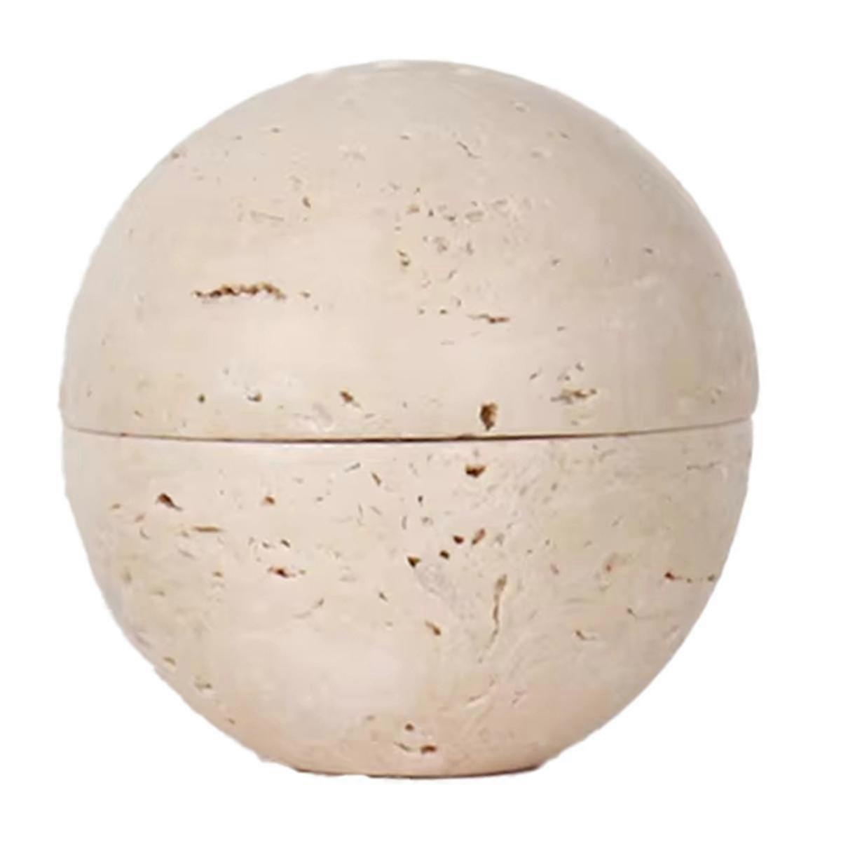 Beige Travertine Sphere Incense Burner Natural Marble Stone Home Decoration, Religious Round Orname