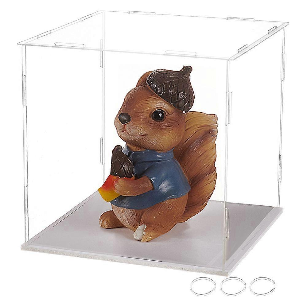 Transparent Acrylic Display Boxes Dust-Proof Cases with Base for Models Building Blocks Doll Display Holders Square Clear Finished Product: 21.3x21.3x