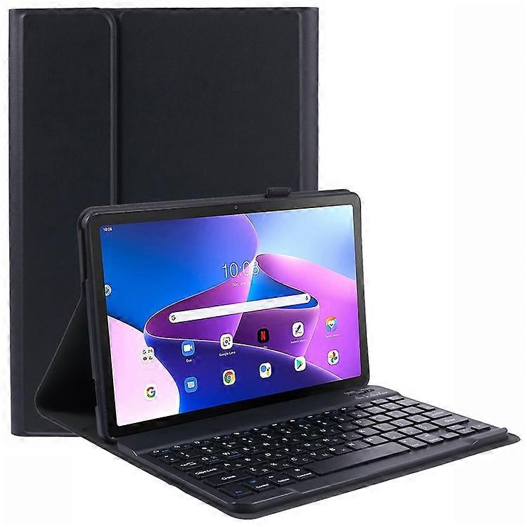 Compatible For Lenovo Tab M10 Plus (3rd Gen) TB-125 / TB-128 PU Leather Tablet Stand Case with Bluetooth Keyboard , English + Uk