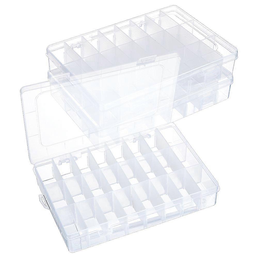 24 Grids Plastic Bead Storage Containers Adjustable Dividers Box for Crafting Beading Nail Art Rhinestones Diamond Embroidery Rectangle WhiteSmoke 20x