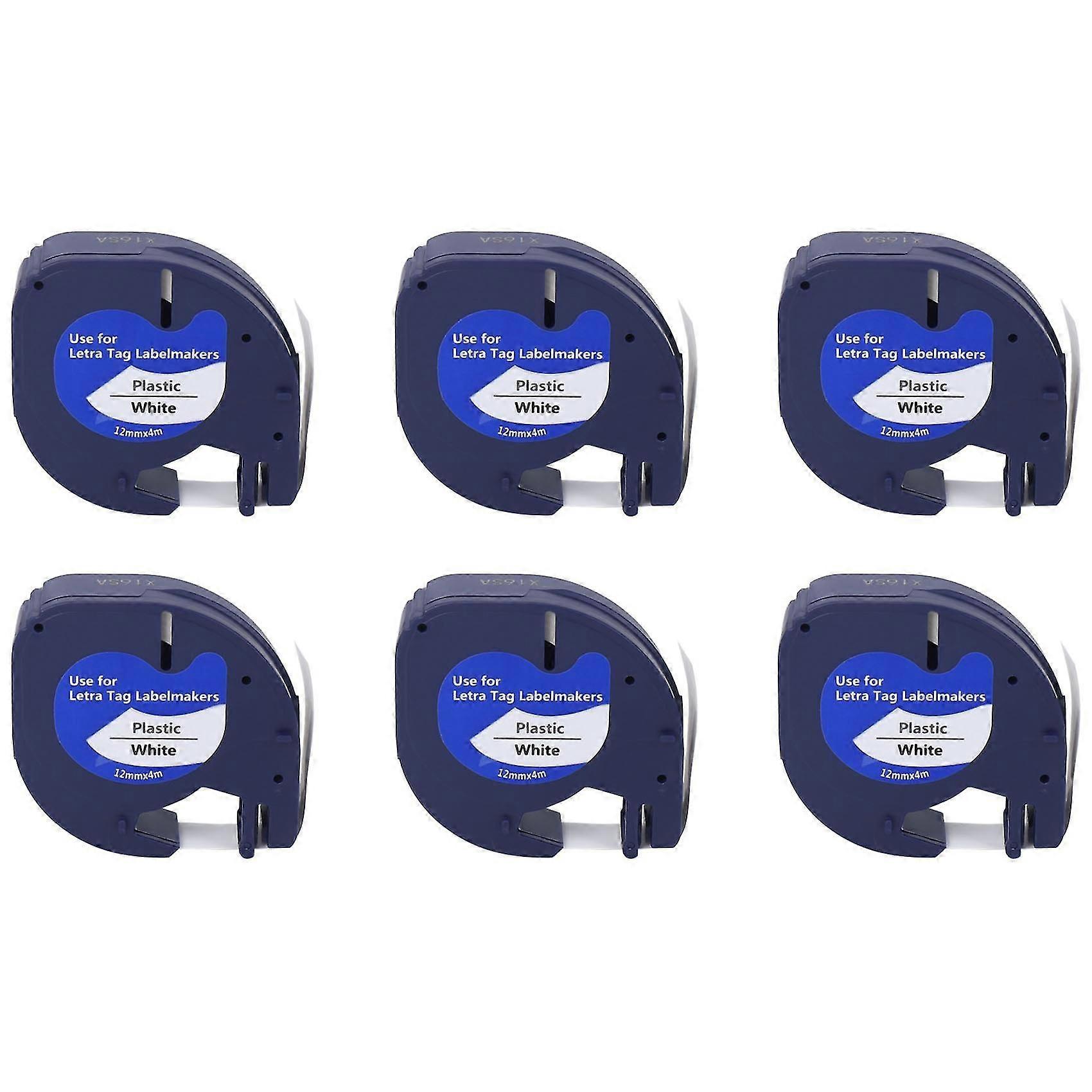 6pcs Letratag Refills Label Tapes Label Maker For 91331white 4m X 12mm Label Printer For Label Make