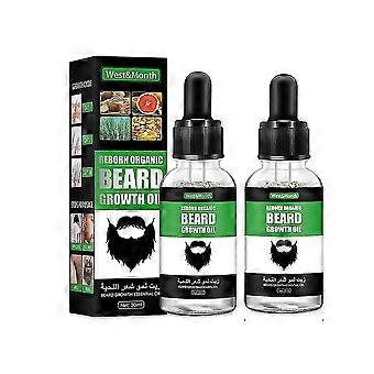 2pcs Huile de croissance de barbe, Sérum de croissance de barbe de biotine pour hommes, accélérateur de barbe naturelle Accélération de la croissance des cheveux