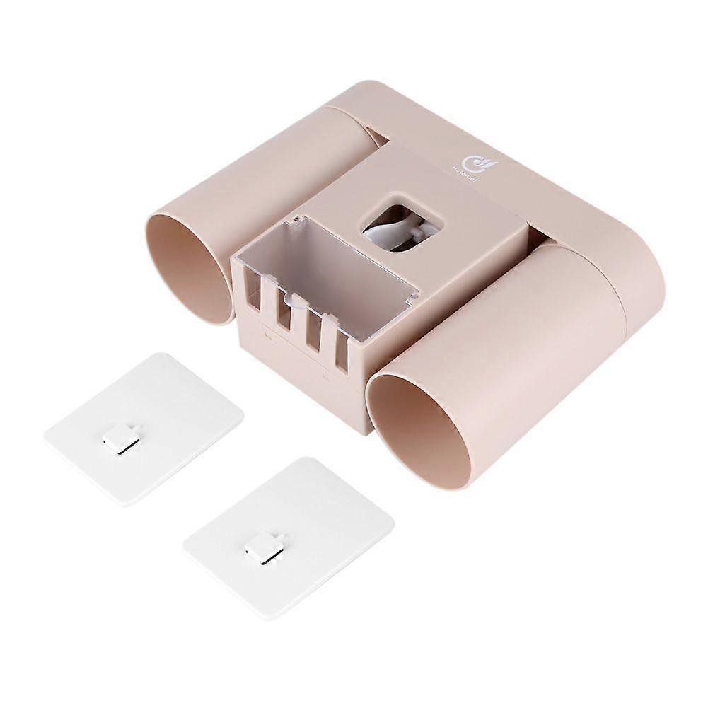 Automatic Toothpaste Squeezer Dispenser Wall-mount Toothbrush Holder Storage Rack (Gray)