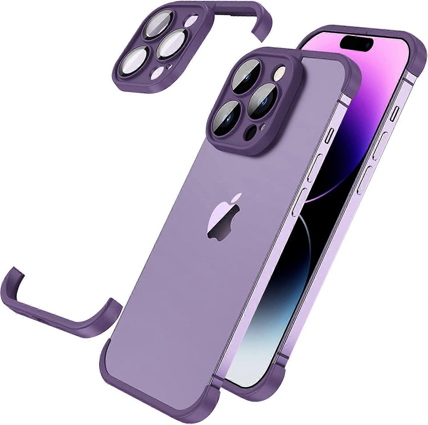 Frameless Case for iPhone 15 Plus Slim Soft TPU Shockproof Cover Minimalist Protective Bumper Phone Case with Camera Lens Protector