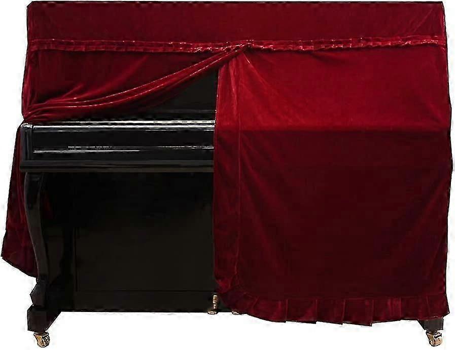 غطاء بيانو عمودي غطاء واقي مخملي ذهبي أحمر 152x60x110 سم ملحق بيانو