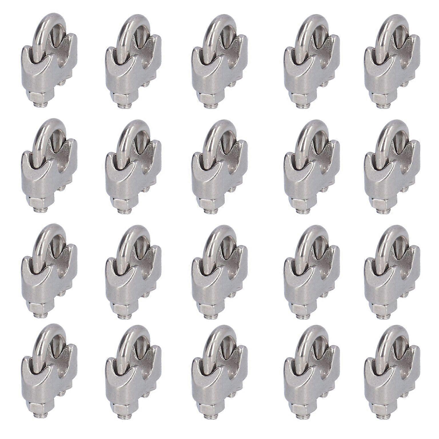 wire rope clamp 20Pcs Stainless Steel Wire Rope Clamp Hardware Rigging Cable