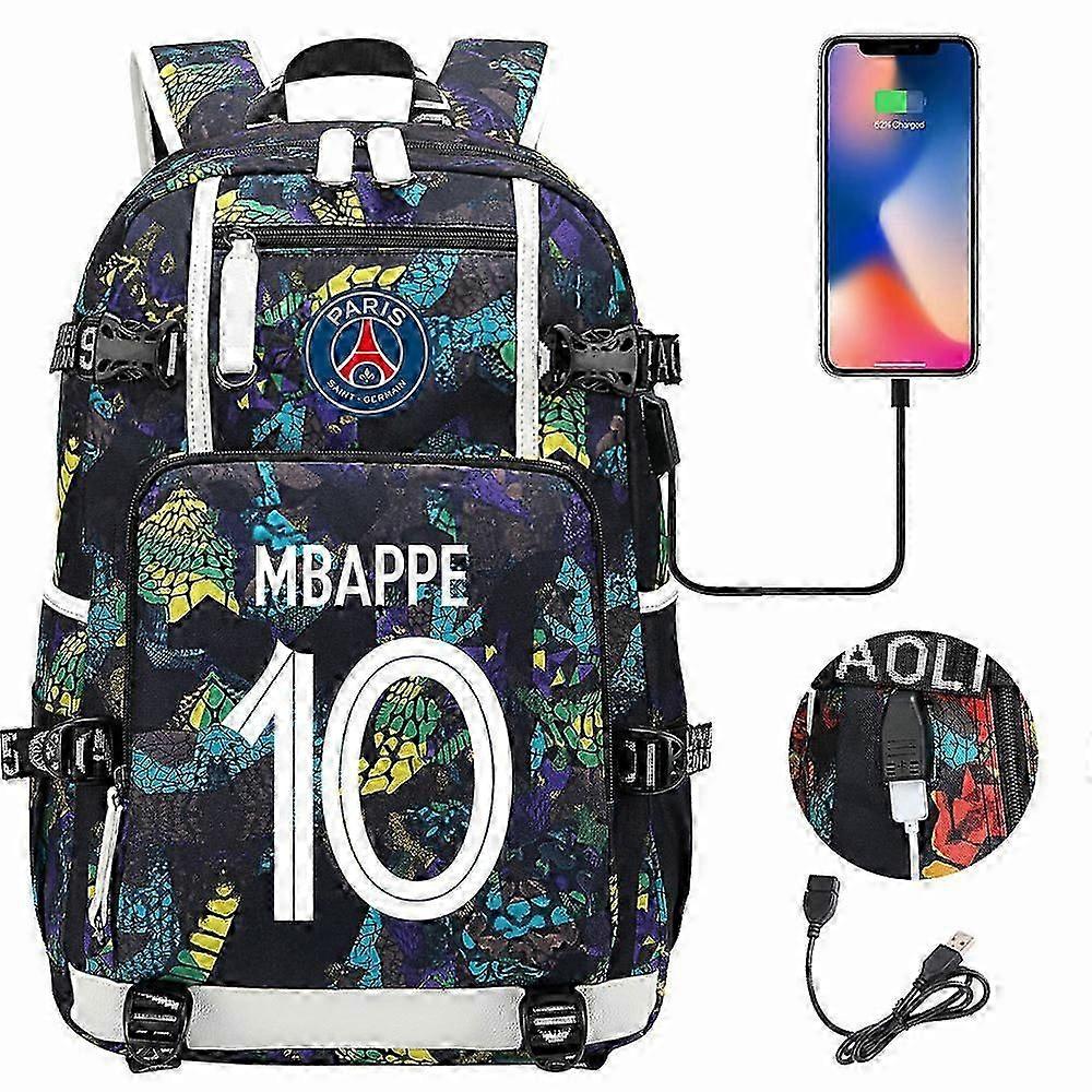 Mbappe NO.10 patterned printed backpack, student backpack, large capacity travel bag, computer bag Style 5