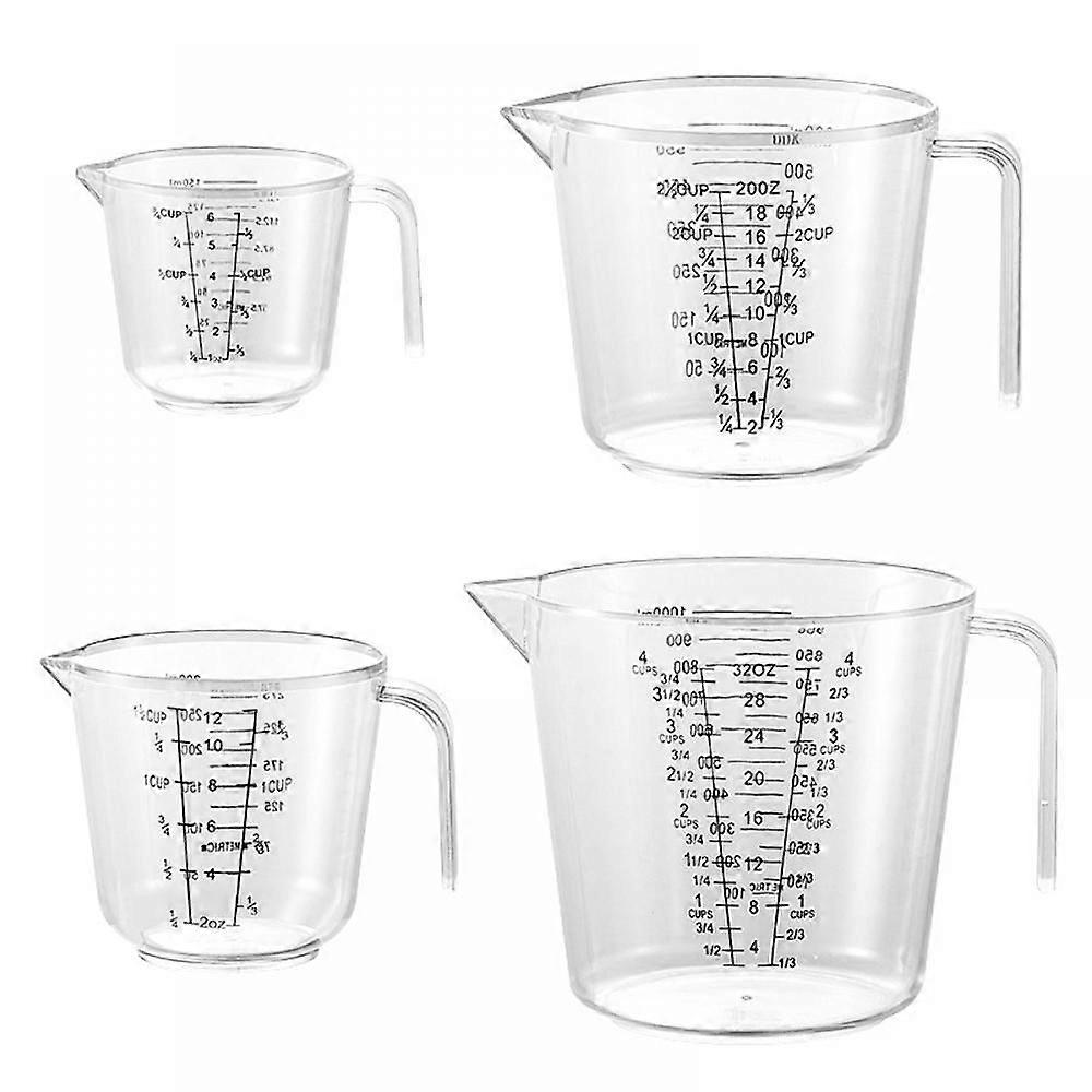 Graduated Large Capacity Plastic Transparent Measuring Cup 4-piece Set With Handle Simple Style Kitchen Baking Set