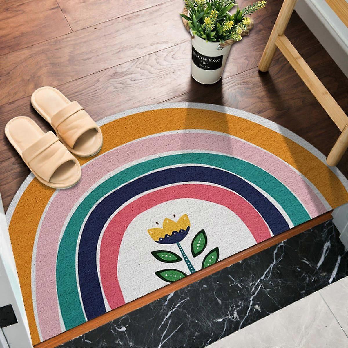Flower Floor Mat / Rainbow × Ecru beige Flower Floor Mat / Rainbow × Ecru beige 【公式通販】