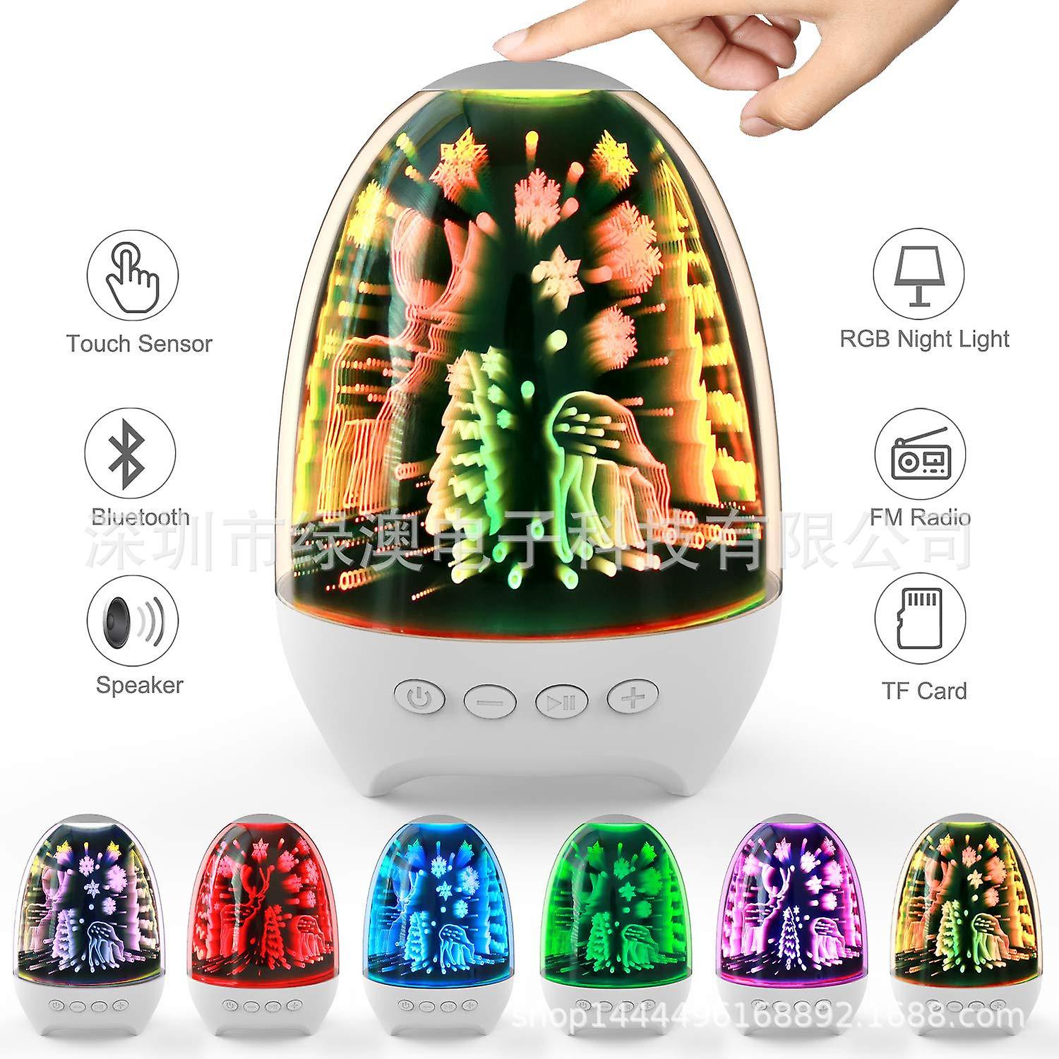 Bærbar Natlys Bt Højttaler 3d Glas Natbord Lampe Farve Led Natlampe Touch Control Bluetooth Højttalere