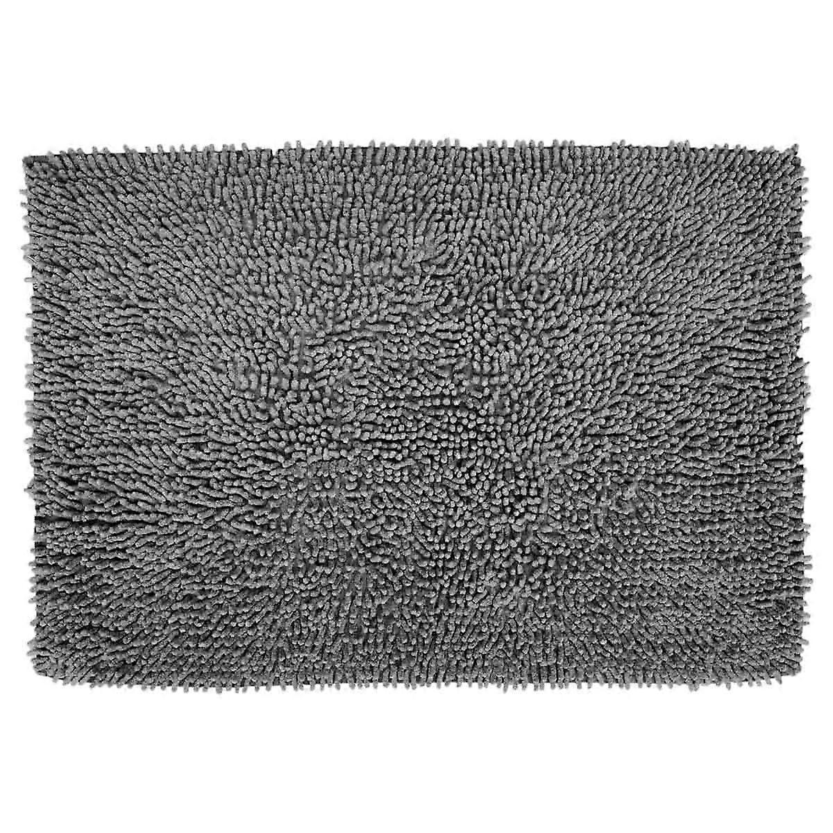 Gray Chenille Bath Mat Soft Shaggy And Comfortable Super Absorbent And Thick Non-Slip