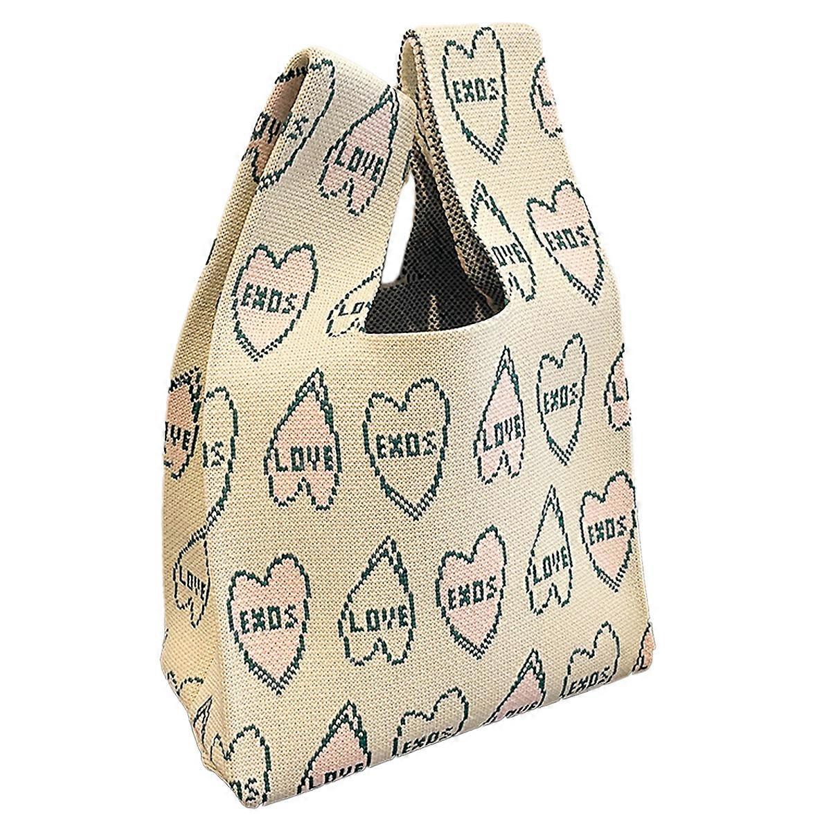 Love πλεκτή τσάντα-ZB-78-μπεζ-20*35cm