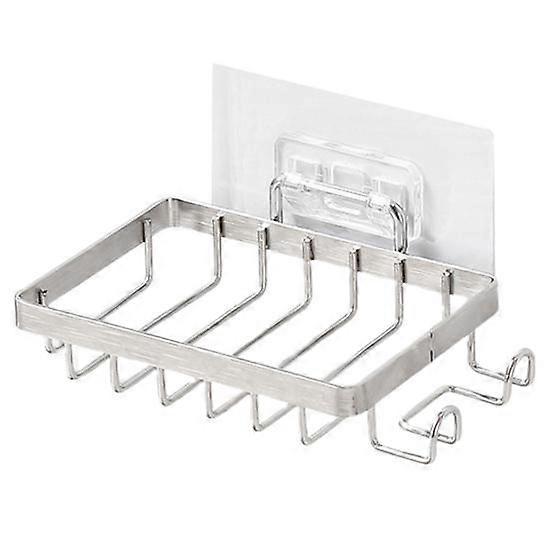 1/2Pcs Wall Mount Soap Dish Side Hooks Punch Free Hollow Stainless Steel Shower Soap Holder Container Box Saver Kitchen Bathroom Supplies
