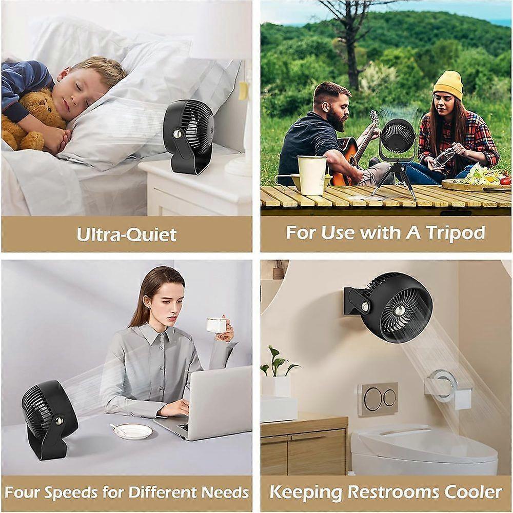 Air Circulator Desk Fan, Rechargeable Fan with 6000 mAh Battery, Black