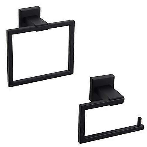 Bathroom Hardware Accessories Set - Matte Finish Toilet Paper Holder and Towel Ring, Durable and Stylish Design, 2 Pieces