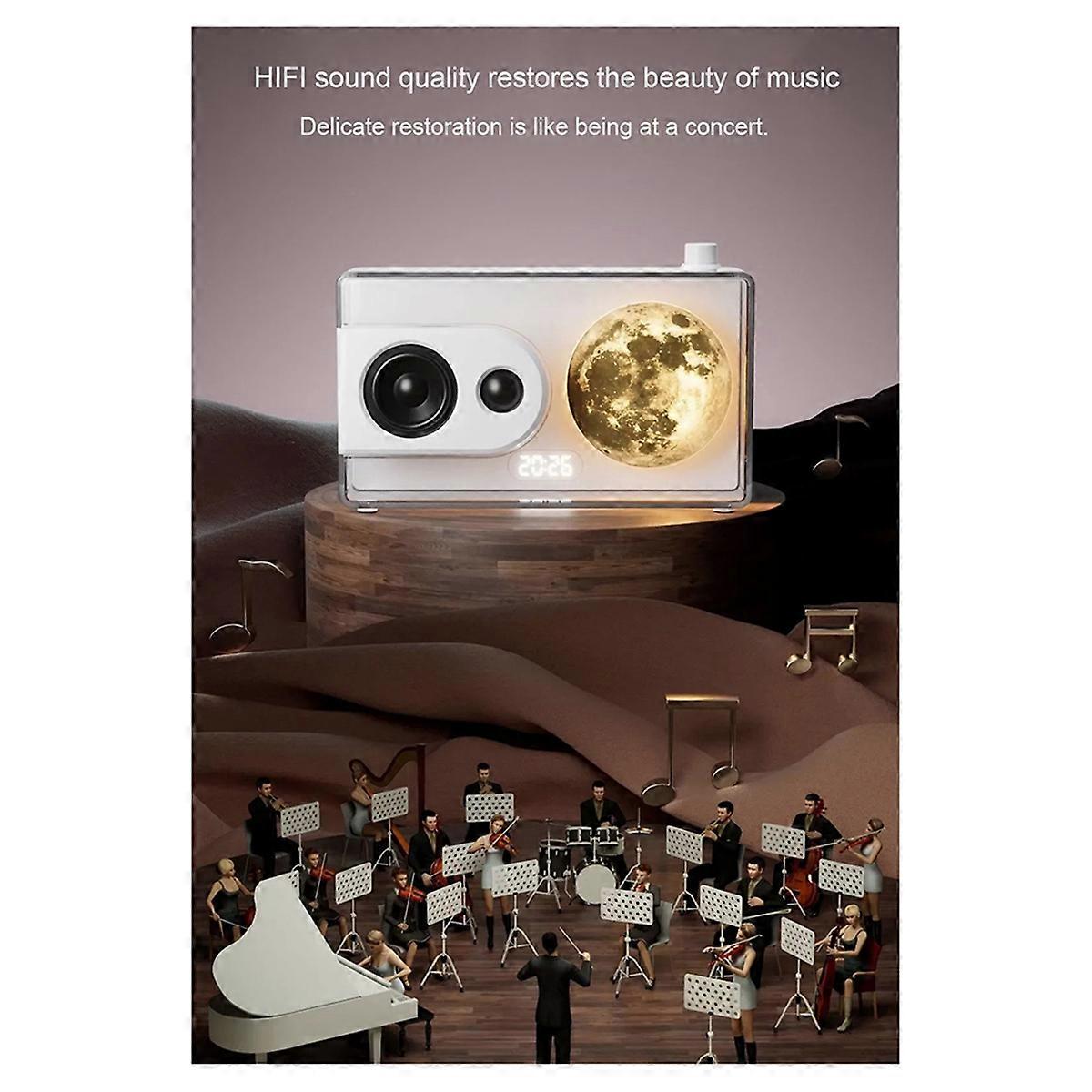 M6 Moonlight Music Box Bluetooth Speaker Support TF Card Play AUX Computer Connection Clock Transpa