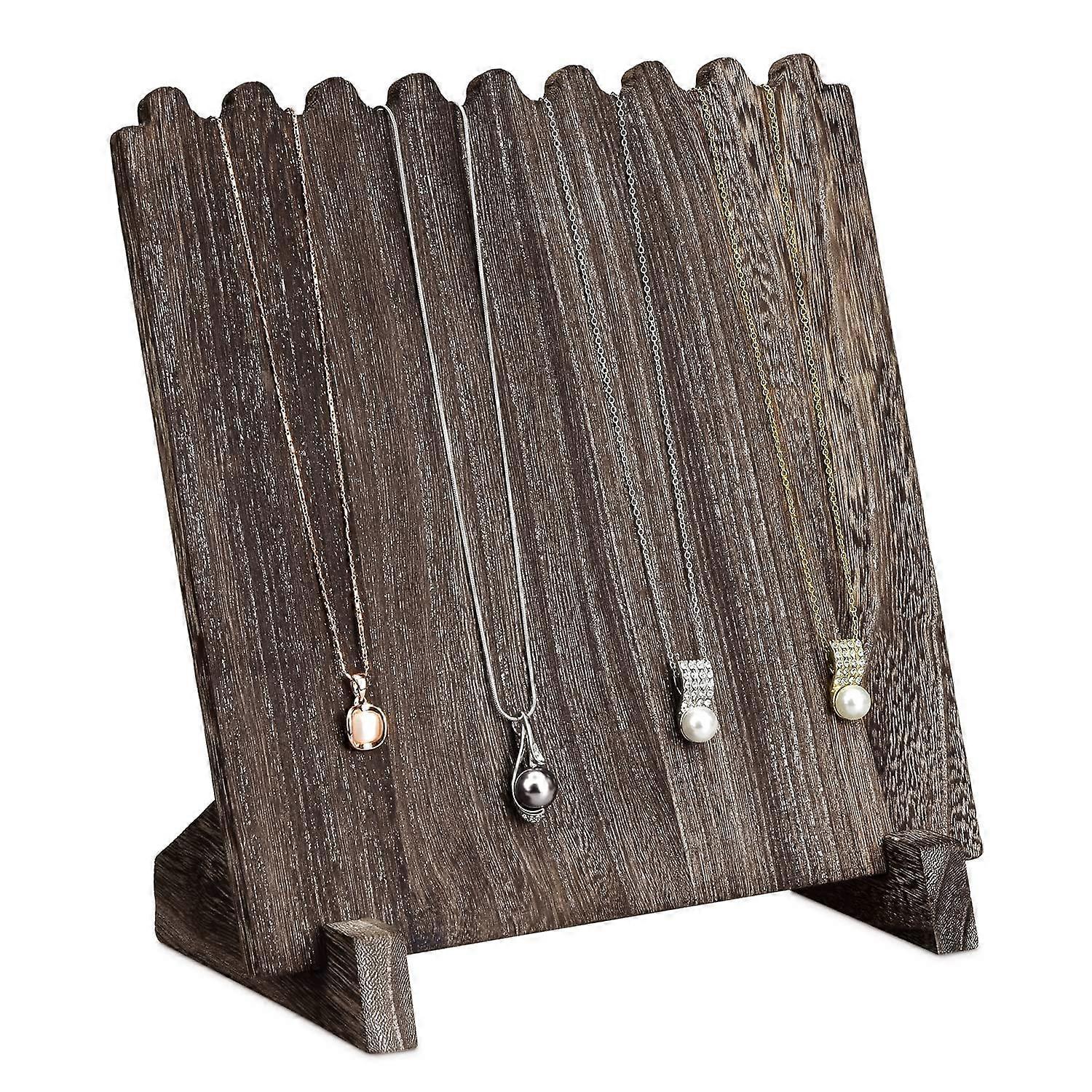 Coffee Color Wood Plank Jewelry Display Stand Storage Holder for Necklaces