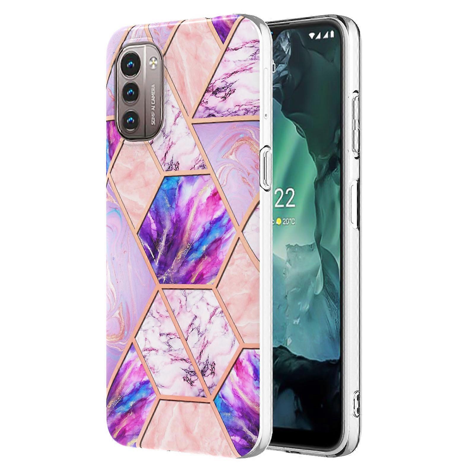 For Nokia G21 / G11 Electroplating IMD Splicing Marble TPU Phone Case