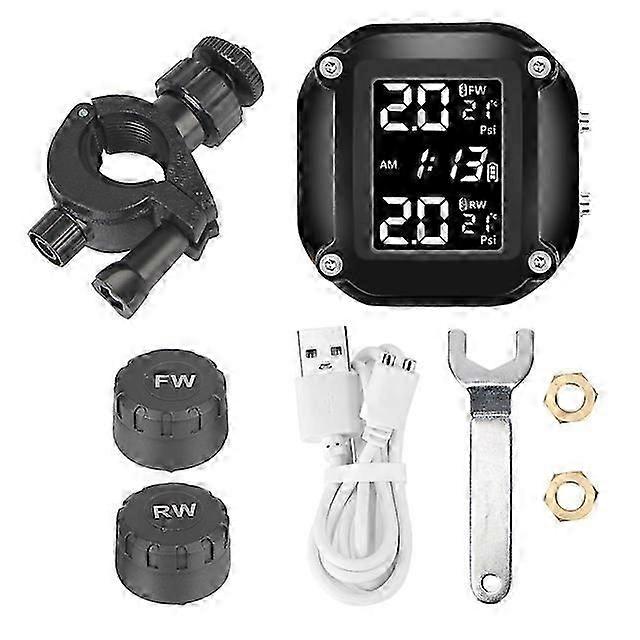 Motorcycle Lcd Display Motor Vehicle Sensors Tire Pressure Temperature Monitoring Alarm System With 2 External S Usb Charging
